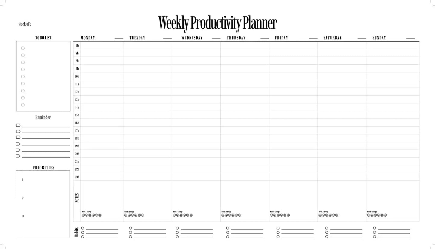 A4 Weekly Notepad Planner - Minimalist Desk Pad