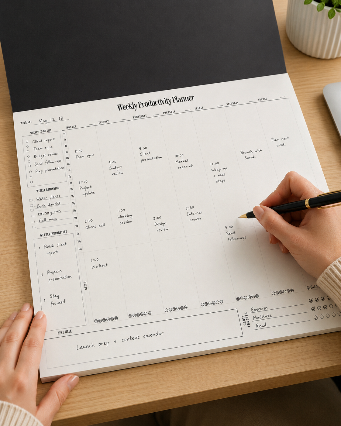 A4 Weekly Notepad Planner - ADHD Friendly Minimalist Desk Pad Planner