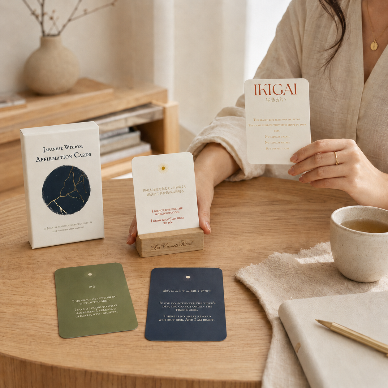 Japanese Wisdom Affirmation Cards -mindfull philosophy, manifestation, Ikigai, Kaizen, Wabisabi Zen mind